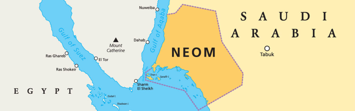 NEOM political map, megacity project of Saudi Arabia